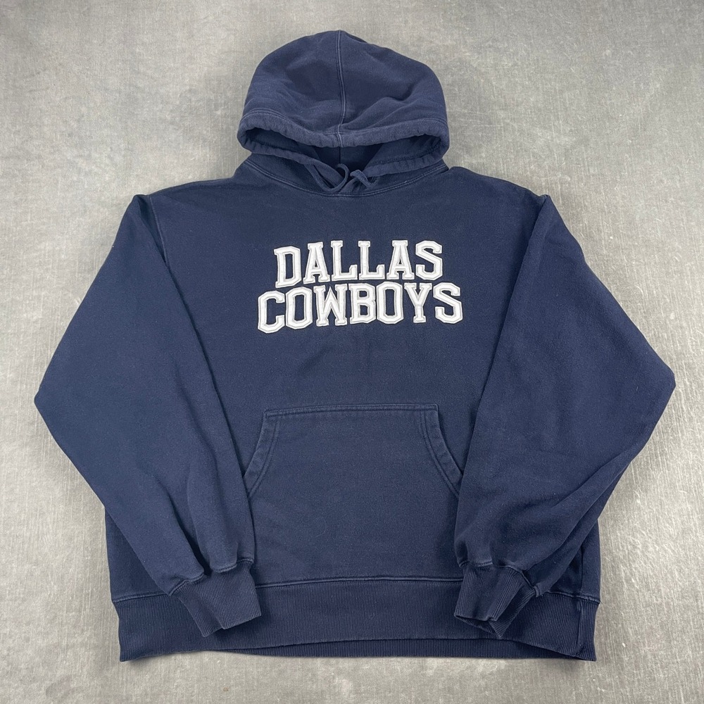 Dallas Cowboys Mens Large Navy Blue Pullover Hoodie Embroidered Logo NFL